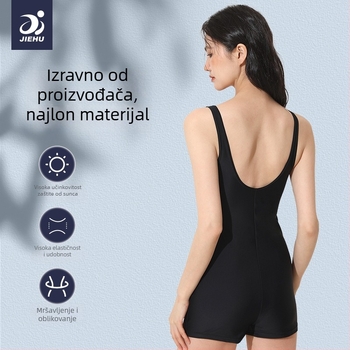 Ženski jednodijelni kupaći kostim za utrke – profesionalni model, konzervativno pokrivanje, efekt vitkosti, elegantan izgled