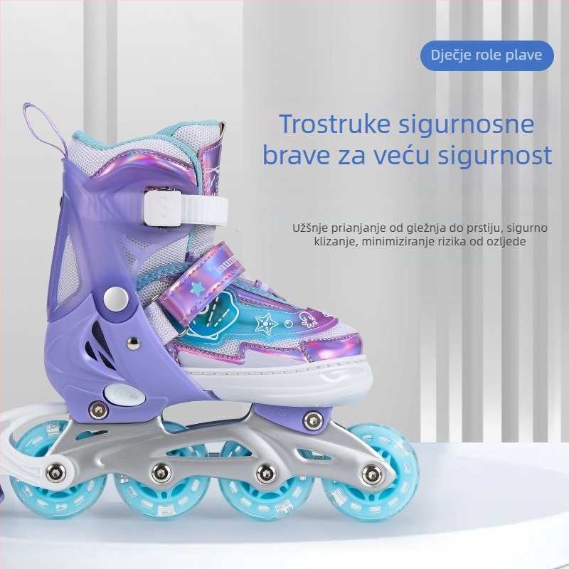 Set dječjih rolki, prilagodljive inline rolne za početnike, svjetleći kotači i protuklizna potplata.