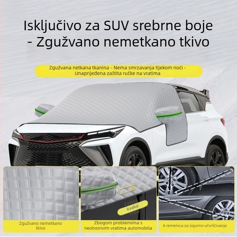 Zimska navlaka za prednje staklo – teleskopska prilagodba, univerzalna, od platna, debeli dizajn protiv snijega i mraza