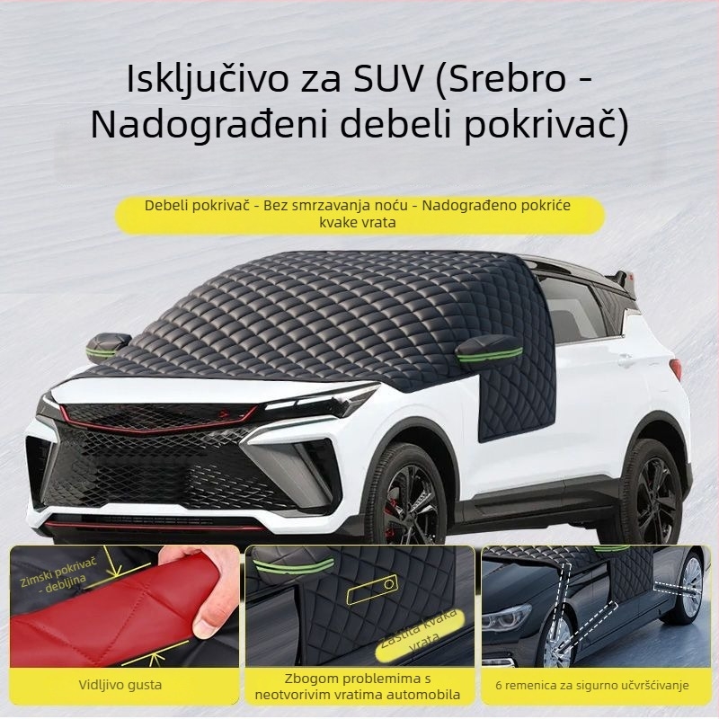 Zimska navlaka za prednje staklo – teleskopska prilagodba, univerzalna, od platna, debeli dizajn protiv snijega i mraza