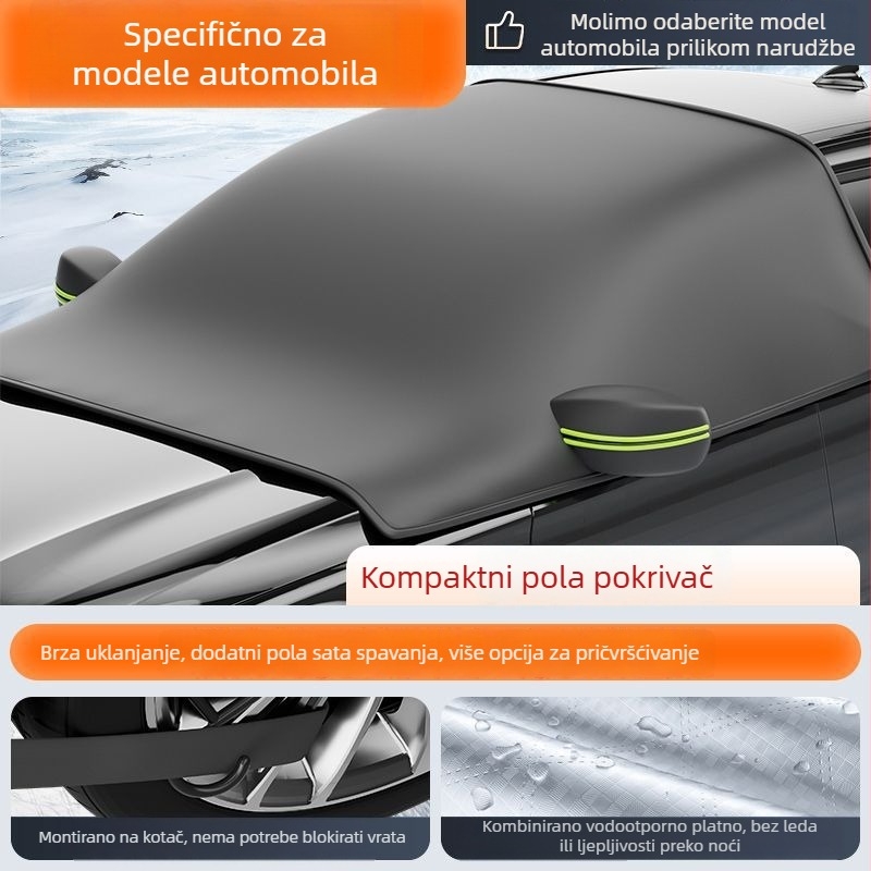Zimska navlaka za prednje staklo – teleskopska prilagodba, univerzalna, od platna, debeli dizajn protiv snijega i mraza