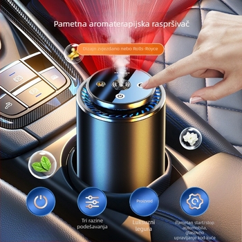 Auto difuzer za aromaterapiju s metalnom bazom, kapacitet 50–100 mL, trajanje isparavanja 61–90 dana, mirisi: gardenija i aromatična trava