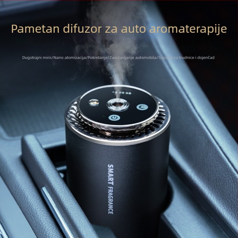 Auto difuzer za aromaterapiju s metalnom bazom, kapacitet 50–100 mL, trajanje isparavanja 61–90 dana, mirisi: gardenija i aromatična trava