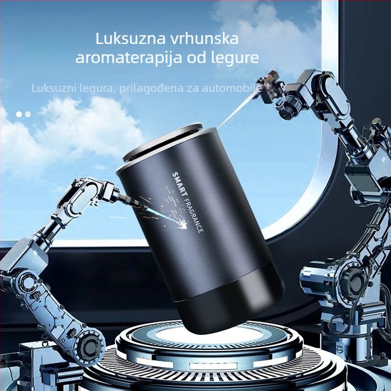 Auto difuzer za aromaterapiju s metalnom bazom, kapacitet 50–100 mL, trajanje isparavanja 61–90 dana, mirisi: gardenija i aromatična trava