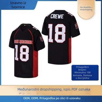 Bordirani rugby dres s uzorkom slova - ljeto, odrasli muškarci, poliester tkanina i podstava, tolerancija 1-2 cm