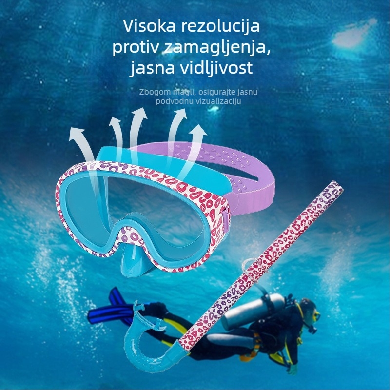 Set maske za ronjenje s antifog lećama, potpuno suhi snorkel, maska velikog okvira s integriranim nosnim zaštitnikom