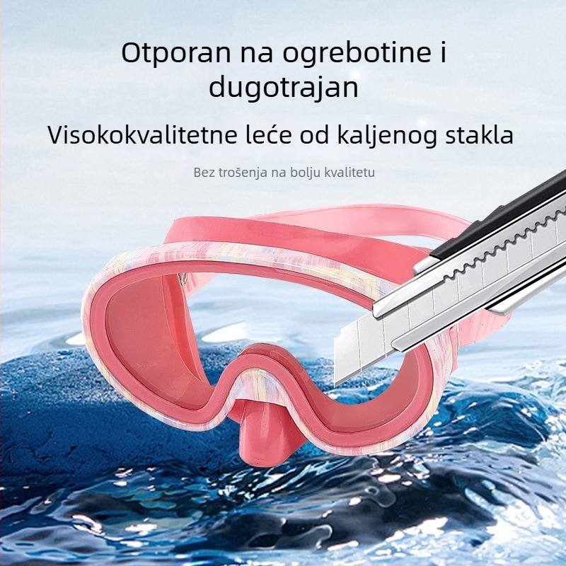 Set maske za ronjenje s antifog lećama, potpuno suhi snorkel, maska velikog okvira s integriranim nosnim zaštitnikom