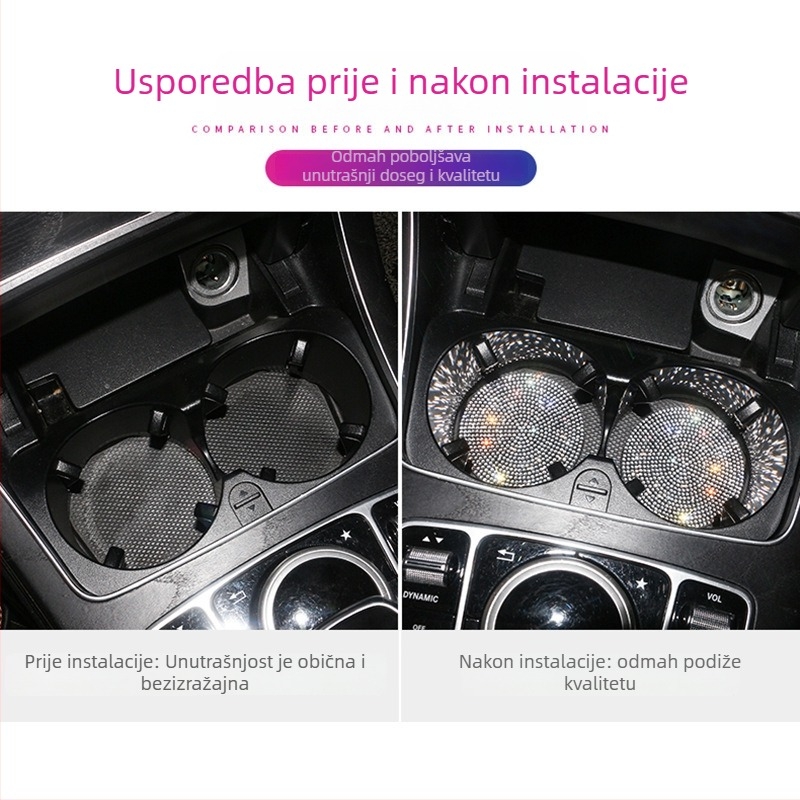 Yannina silikonska podloga za čašu u automobilu s kristalima, protuklizna, pretinac za pohranu, model Yue, podrijetlo Guangzhou