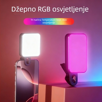 Kompaktna svjetlost za telefon – za selfije, snimanje videa i vanjske uvjete – 4,8W, 2700–3500K topla svjetlost, 3 boje temperature, ručno držanje, model Bgd-dy