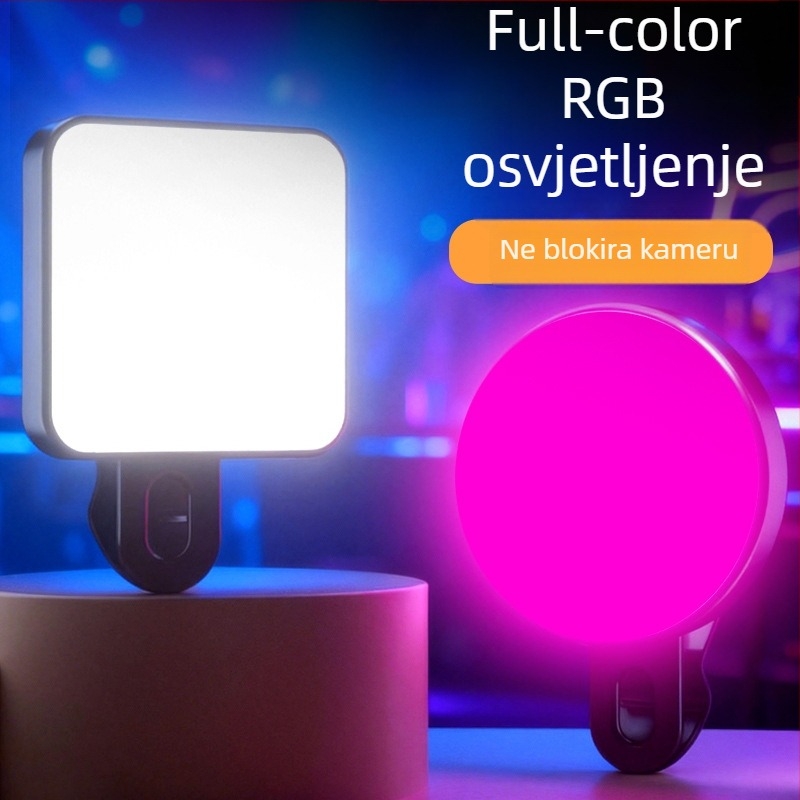 Kompaktna svjetlost za telefon – za selfije, snimanje videa i vanjske uvjete – 4,8W, 2700–3500K topla svjetlost, 3 boje temperature, ručno držanje, model Bgd-dy