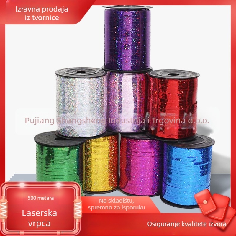 Laser vrpca za balone i banner za vjenčanje — plastična vrpca duljine 500 jardova, viseće zastavice, užad za zavezivanje balona