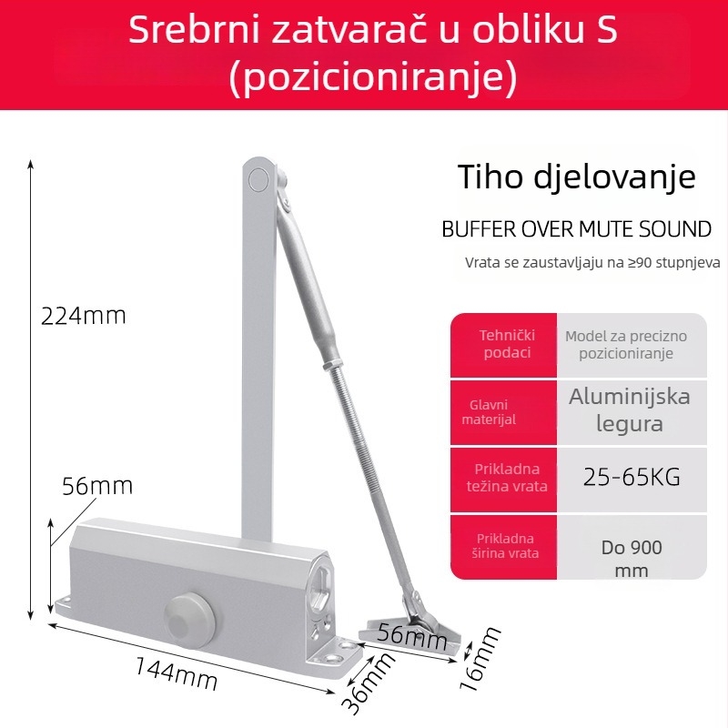 Automatski zatvarač vrata za kućnu upotrebu, hidraulični, aluminijska legura, moderni minimalistički stil