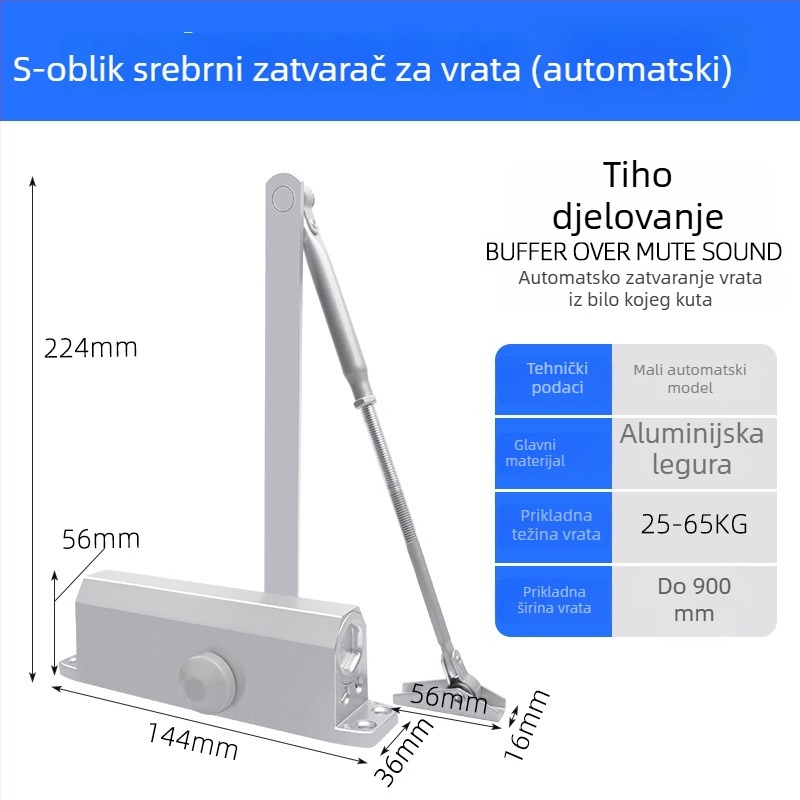 Automatski zatvarač vrata za kućnu upotrebu, hidraulični, aluminijska legura, moderni minimalistički stil