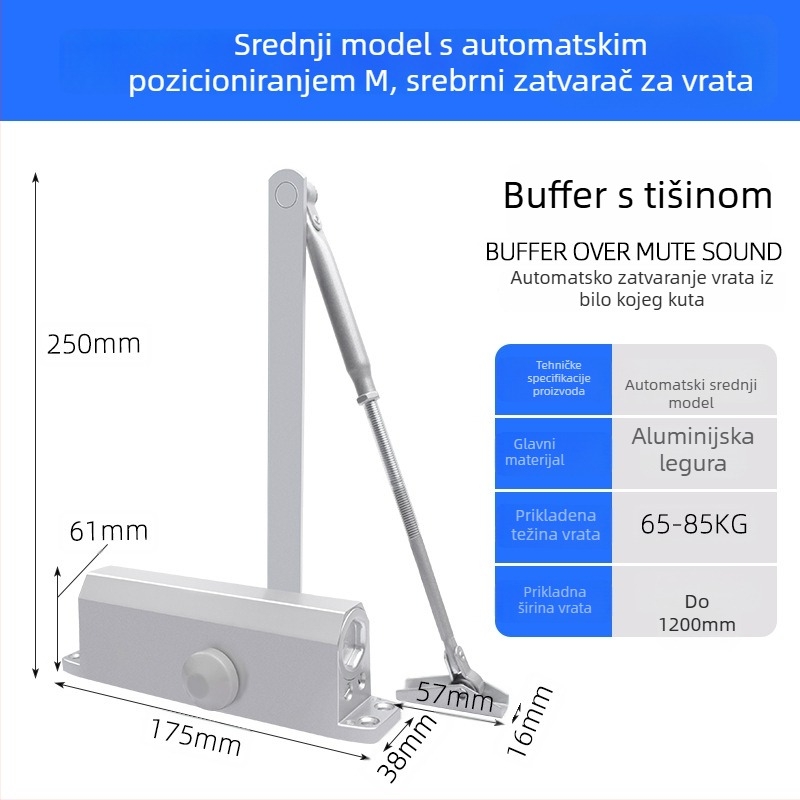 Automatski zatvarač vrata za kućnu upotrebu, hidraulični, aluminijska legura, moderni minimalistički stil