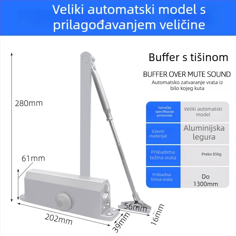 Automatski zatvarač vrata za kućnu upotrebu, hidraulični, aluminijska legura, moderni minimalistički stil