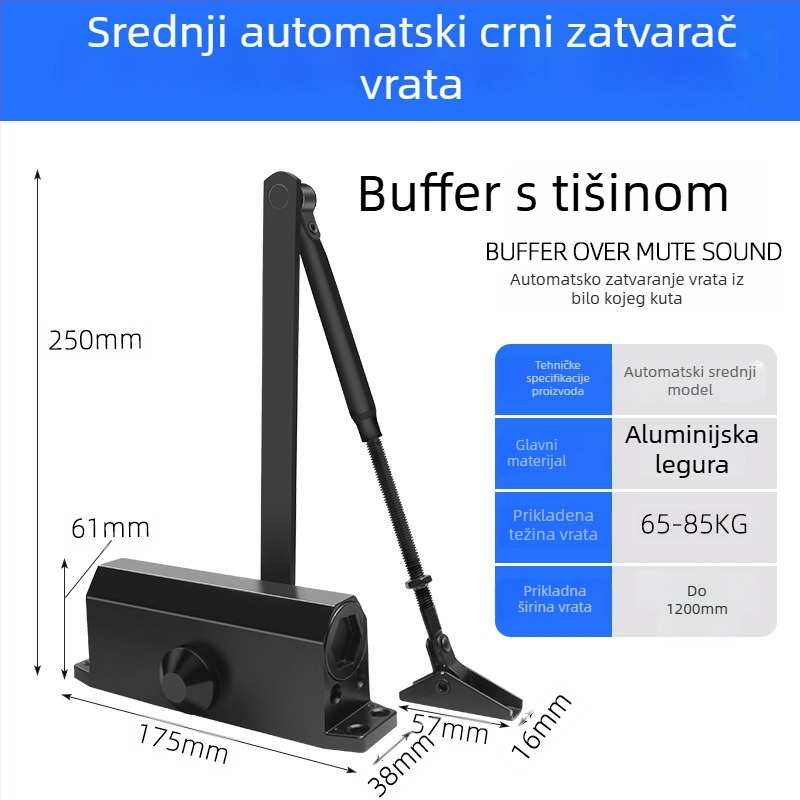 Automatski zatvarač vrata za kućnu upotrebu, hidraulični, aluminijska legura, moderni minimalistički stil