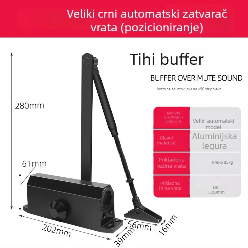 Automatski zatvarač vrata za kućnu upotrebu, hidraulični, aluminijska legura, moderni minimalistički stil