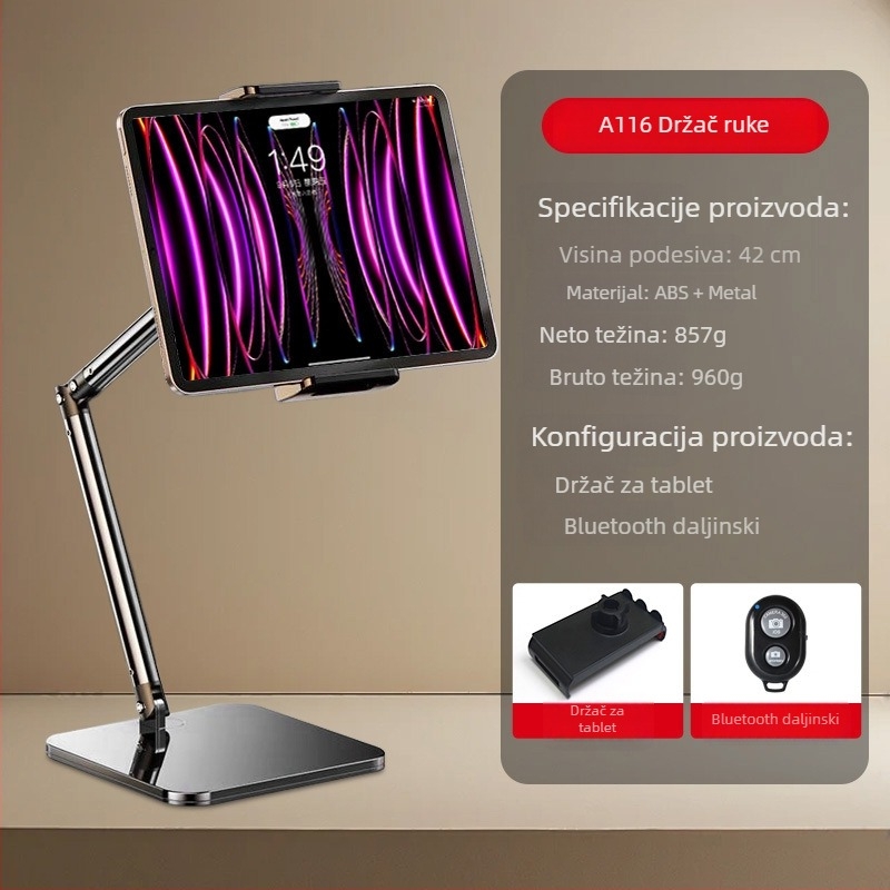 Stolni držač za mobitel za livestream – aluminijska legura, maksimalno opterećenje 2 kg, težina 950 g, model 000865