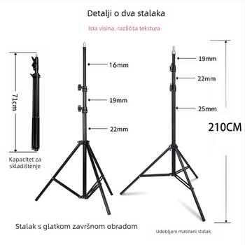 Podna kružna LED svjetiljka za live streaming sa držačem za telefon, LED 55–65W, 220V, prilagodljiva svjetlost