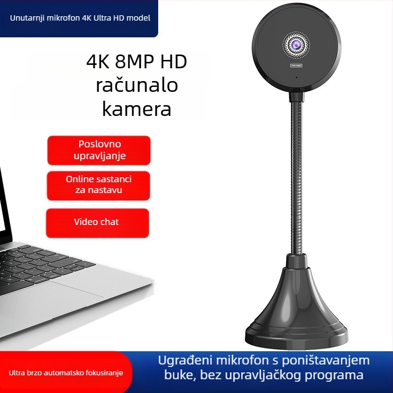 S60A Laptop/Desktop kamera s ugrađenim mikrofonom — 4K (3840x2160), 60FPS, USB 2.0, automatsko fokusiranje