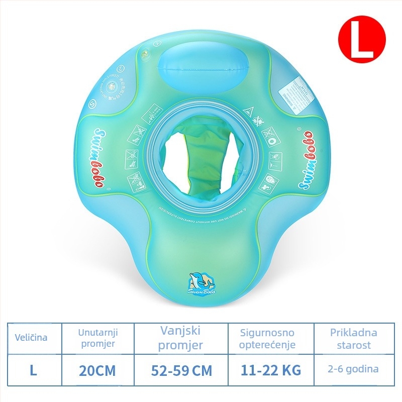 Swimbobo napuhavajući plivački prsten za djecu — ekološki PVC, debljina 0,35 mm, ručno napuhavanje, pogodno za bazene i vodne parkove