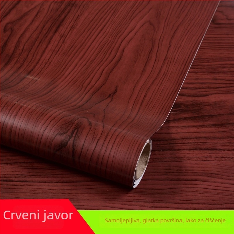 Tapeta s drvnim uzorkom, vodootporna zidna naljepnica za renoviranje namještaja, PVC, ravna zidna naljepnica, moderni minimalistički stil.