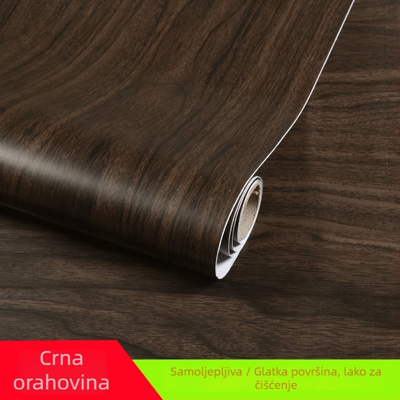 Tapeta s drvnim uzorkom, vodootporna zidna naljepnica za renoviranje namještaja, PVC, ravna zidna naljepnica, moderni minimalistički stil.