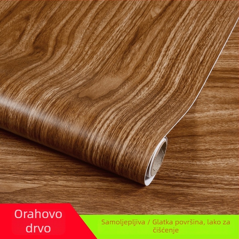 Tapeta s drvnim uzorkom, vodootporna zidna naljepnica za renoviranje namještaja, PVC, ravna zidna naljepnica, moderni minimalistički stil.