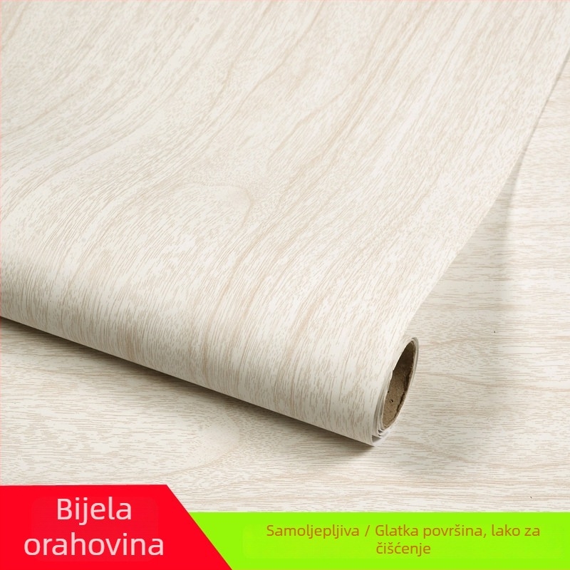 Tapeta s drvnim uzorkom, vodootporna zidna naljepnica za renoviranje namještaja, PVC, ravna zidna naljepnica, moderni minimalistički stil.