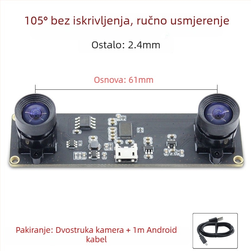 Stereo kamera modul, 1.0MP senzor, 3D rekonstrukcija lica, snimanje dubine, USB 2.0 bez upravljačkog programa, 30FPS