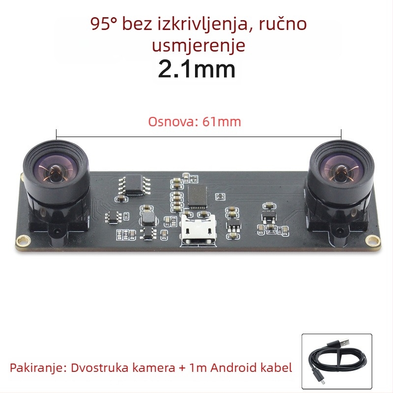 Stereo kamera modul, 1.0MP senzor, 3D rekonstrukcija lica, snimanje dubine, USB 2.0 bez upravljačkog programa, 30FPS