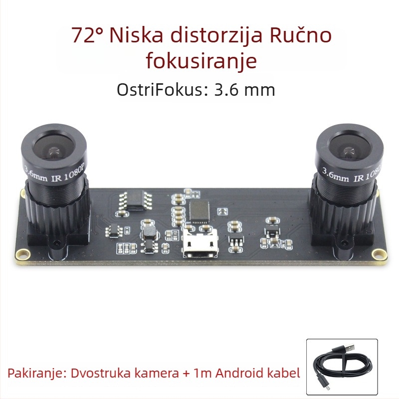 Stereo kamera modul, 1.0MP senzor, 3D rekonstrukcija lica, snimanje dubine, USB 2.0 bez upravljačkog programa, 30FPS
