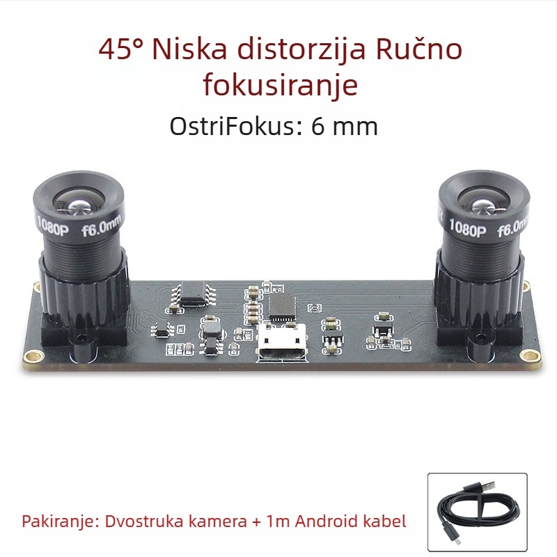 Stereo kamera modul, 1.0MP senzor, 3D rekonstrukcija lica, snimanje dubine, USB 2.0 bez upravljačkog programa, 30FPS