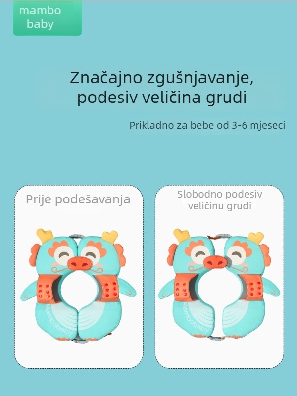 Mambobaby podlaktni plivački prsten s Totoro uzorkom, podesiv, bez napuhavanja, za djecu od 3 mjeseca do 6 godina