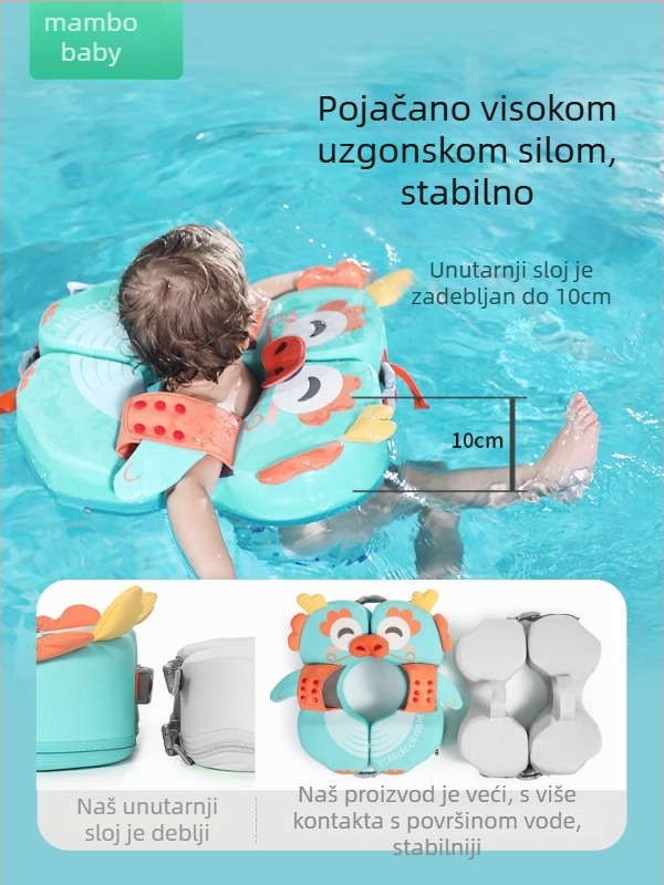 Mambobaby podlaktni plivački prsten s Totoro uzorkom, podesiv, bez napuhavanja, za djecu od 3 mjeseca do 6 godina