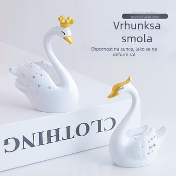 Set od dva ukrasa za unutrašnjost automobila u obliku labuda za središnju konzolu, smola, jednostavan stil, dekoracija