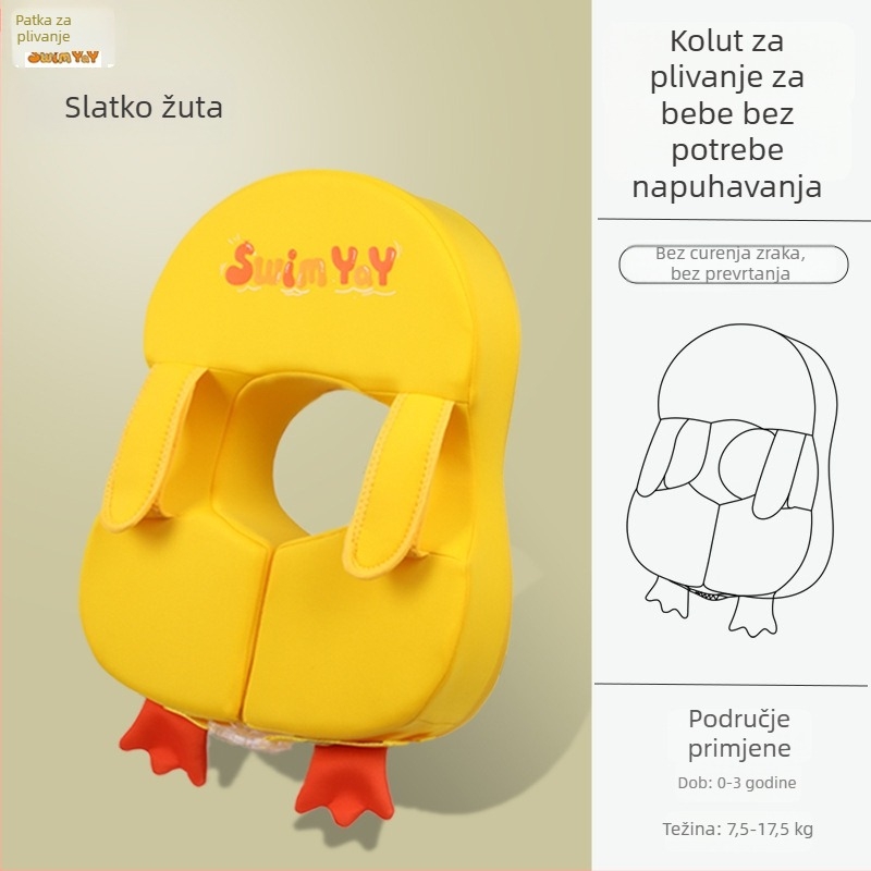 Dječji plivački prsten ispod pazuha, s motivom pingvina, za djecu od 6 mjeseci do 3 godine, kućna uporaba, bez napuhavanja