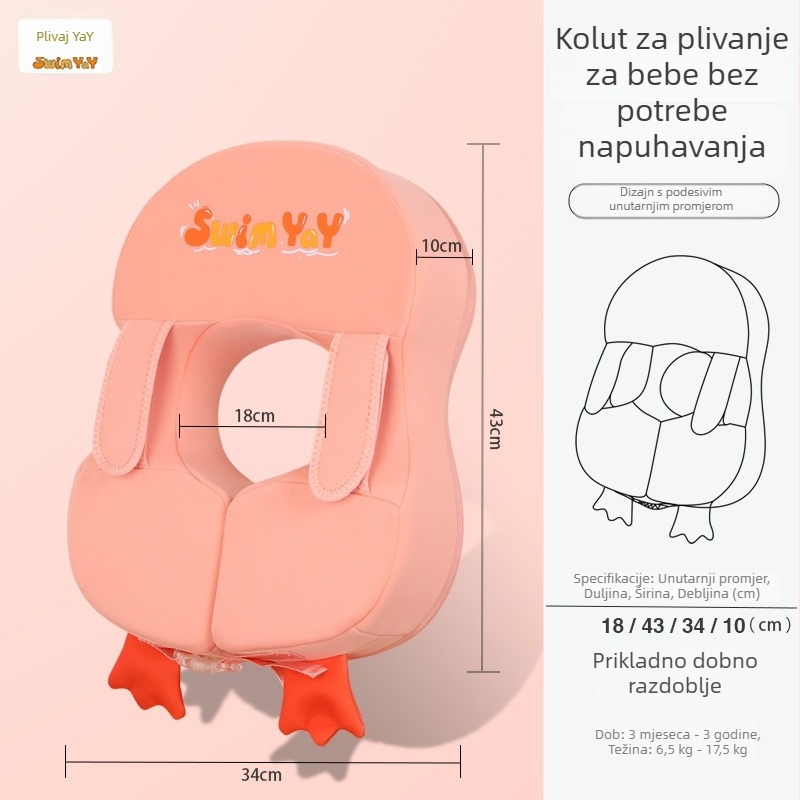 Dječji plivački prsten ispod pazuha, s motivom pingvina, za djecu od 6 mjeseci do 3 godine, kućna uporaba, bez napuhavanja