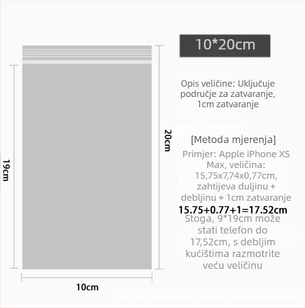 Samozatvarajuća prozirna PE vrećica za pakiranje dodatne opreme za mobitele (Materijal: PE; Marka: First Benefit; Namjena: pakiranje dodatne opreme za mobitele)