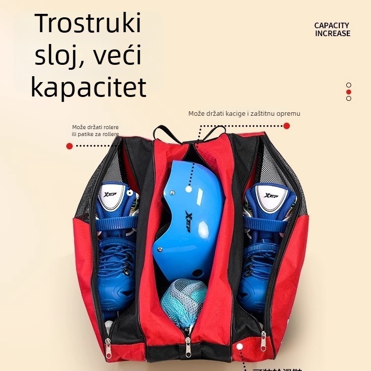 Guipishi Torba za pohranu rolki - Tri sloja, Veliki kapacitet, Univerzalna, Pogodna za rolke i klizanje na ledu