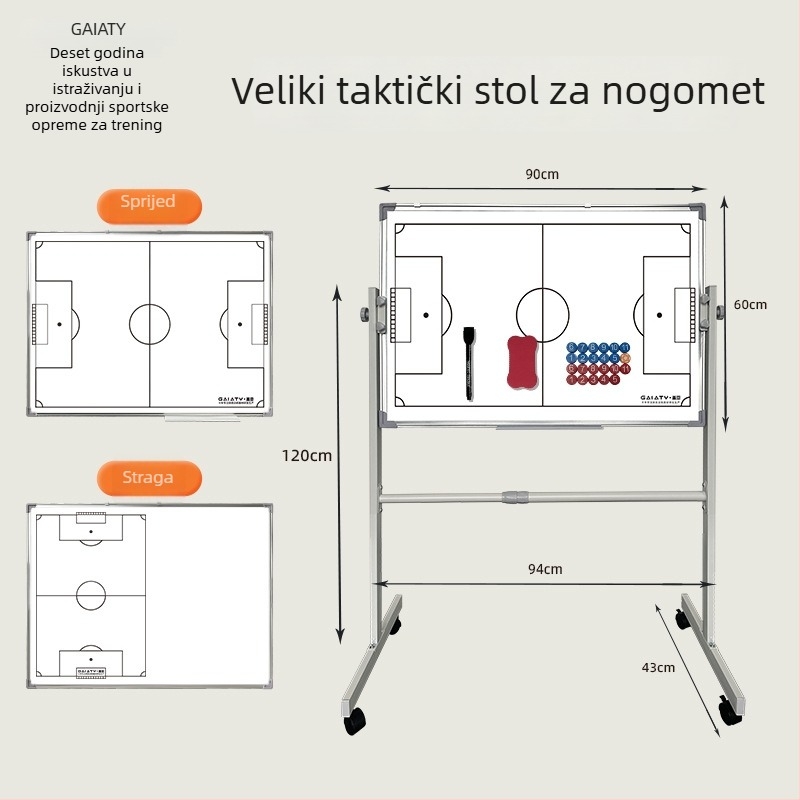 Taktička ploča s magnetskim za košarku i nogomet sa stalkom, dvostrana, sklopiva, aluminijski okvir, kod zjszsb-001
