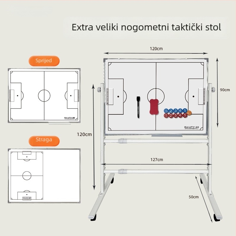 Taktička ploča s magnetskim za košarku i nogomet sa stalkom, dvostrana, sklopiva, aluminijski okvir, kod zjszsb-001