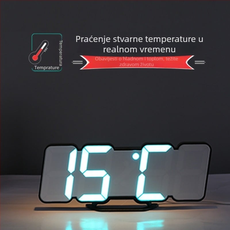 Budilica Li&Tai, LED brojčani prikaz, termometar, vječni kalendar, odbrojavanje, mjerenje vlage