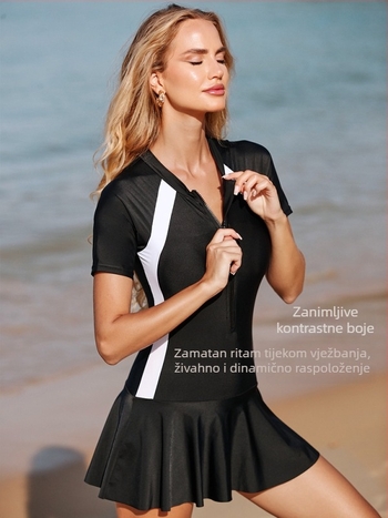 Ženski jednodijelni kupaći kostim, s umetnim jastučićima za prsa, brzo se suši, nylon-spandeks materijal 82/18, UV zaštita