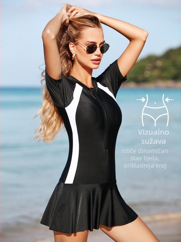 Ženski jednodijelni kupaći kostim, s umetnim jastučićima za prsa, brzo se suši, nylon-spandeks materijal 82/18, UV zaštita