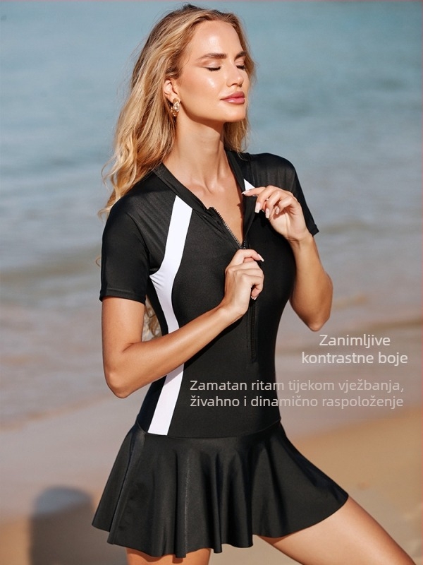 Ženski jednodijelni kupaći kostim, s umetnim jastučićima za prsa, brzo se suši, nylon-spandeks materijal 82/18, UV zaštita