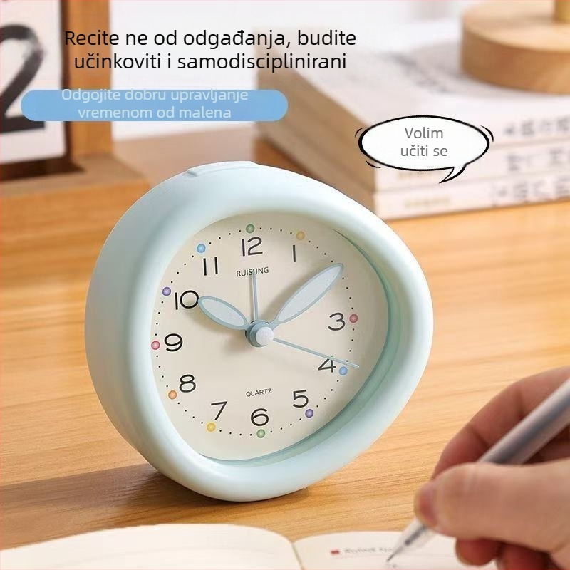 Stolni budilnik s glatkim pokretom sekunde, prikaz strelica i brojki, napajanjem suhim baterijama, korejski stil