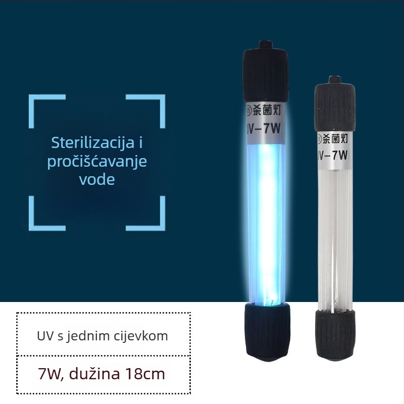 Podvodna UV dezinfekcijska lampa za akvarij — kvarcna cijev, 5W/7W/9W/11W, dezinfekcija i sterilizacija, 0,5 kg