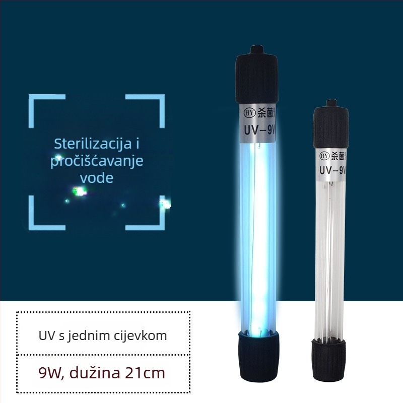 Podvodna UV dezinfekcijska lampa za akvarij — kvarcna cijev, 5W/7W/9W/11W, dezinfekcija i sterilizacija, 0,5 kg