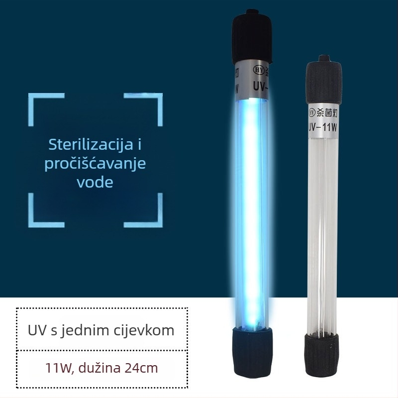 Podvodna UV dezinfekcijska lampa za akvarij — kvarcna cijev, 5W/7W/9W/11W, dezinfekcija i sterilizacija, 0,5 kg